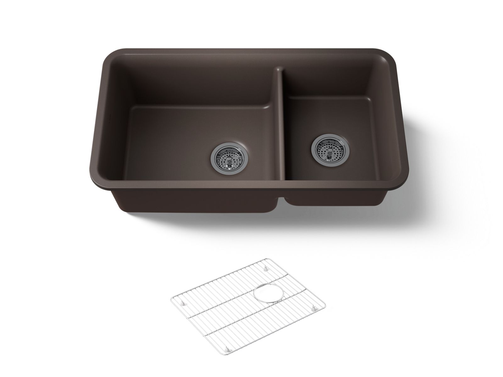 KOHLER K-8204-CM2 Cairn 33-1/2" undermount double-bowl kitchen sink - Matte Brown