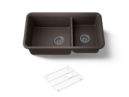 KOHLER K-8204-CM2 Cairn 33-1/2" undermount double-bowl kitchen sink - Matte Brown