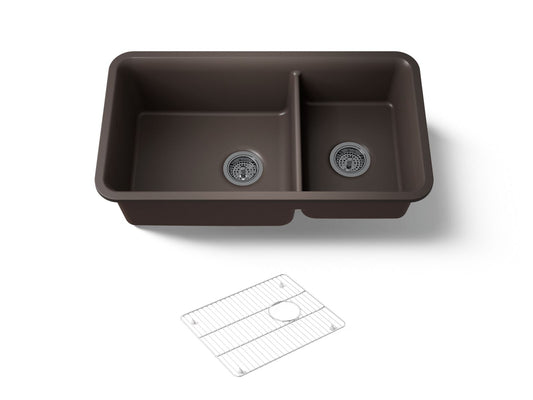 KOHLER K-8204-CM2 Cairn 33-1/2" undermount double-bowl kitchen sink - Matte Brown