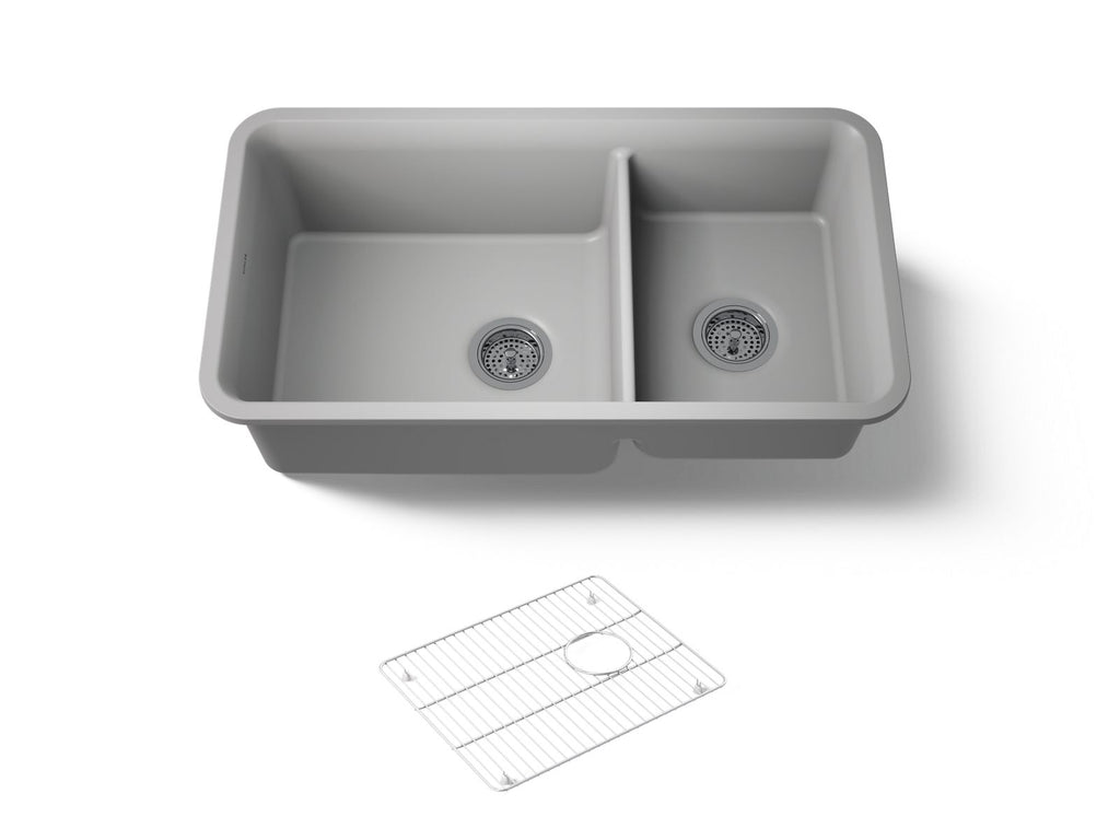 KOHLER K-8204-CM4 Cairn 33-1/2" Undermount Double-Bowl Kitchen Sink - Matte Grey