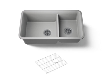 KOHLER K-8204-CM4 Cairn 33-1/2" undermount double-bowl kitchen sink - Matte Grey