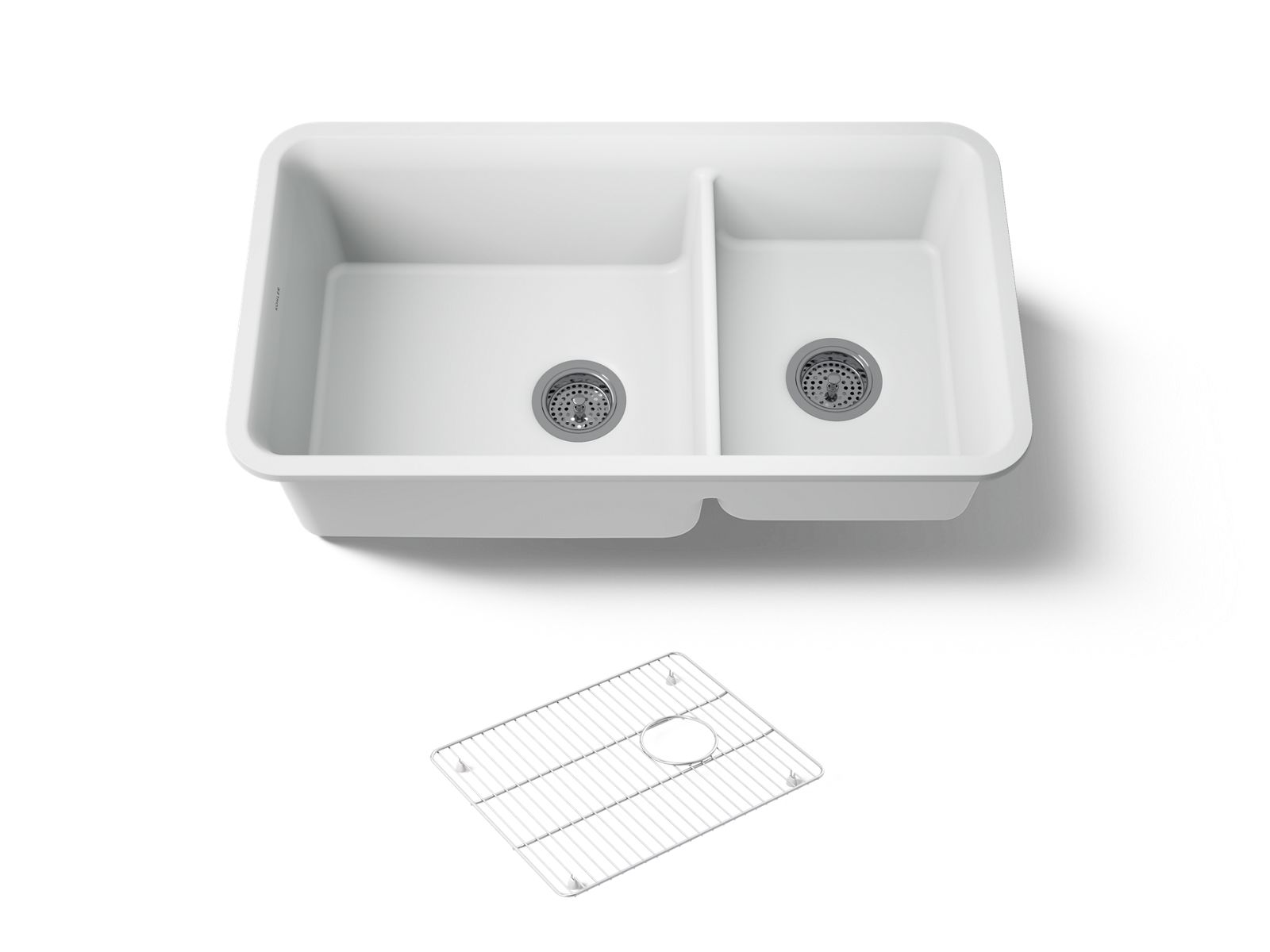 KOHLER K-8204-CM6 Cairn 33-1/2" Undermount Double-Bowl Kitchen Sink - Matte White