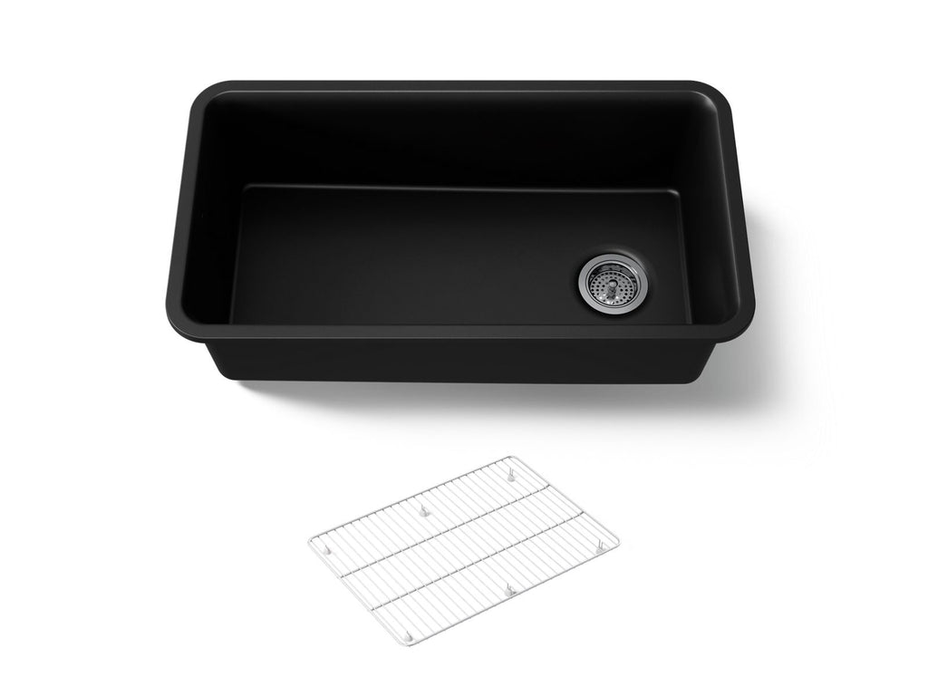 KOHLER K-8206-CM1 Cairn 33-1/2" Undermount Single-Bowl Kitchen Sink - Matte Black