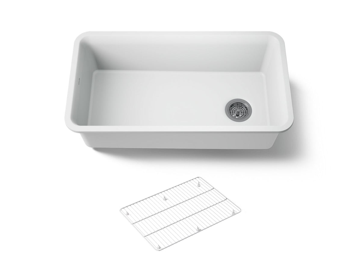 KOHLER K-8206-CM6 Cairn 33-1/2" Undermount Single-Bowl Kitchen Sink - Matte White