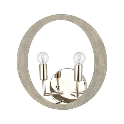 ELK SHOWROOM 82064/2 Retro Rings 12'' High 2-Light Sconce - Sandy Beechwood