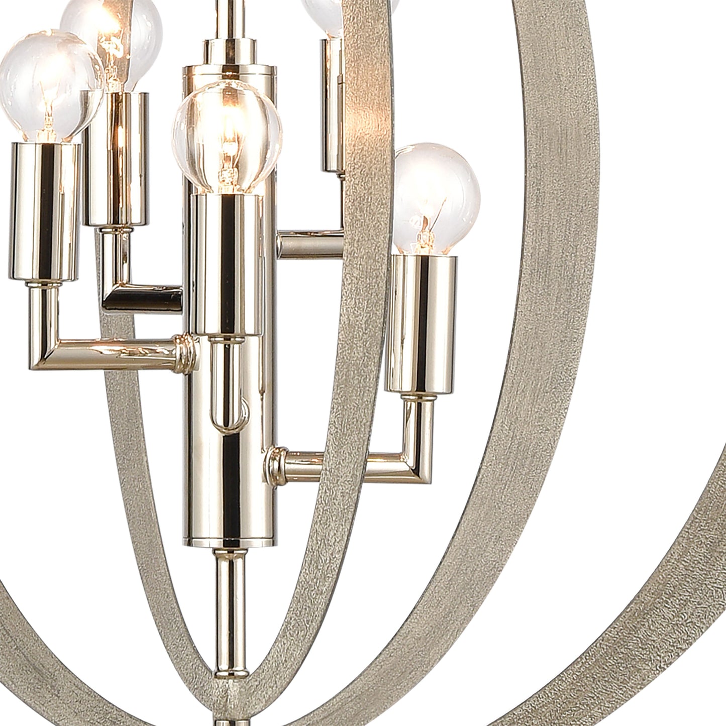 ELK SHOWROOM 82066/5 Retro Rings 19'' Wide 5-Light Chandelier - Sandy Beechwood