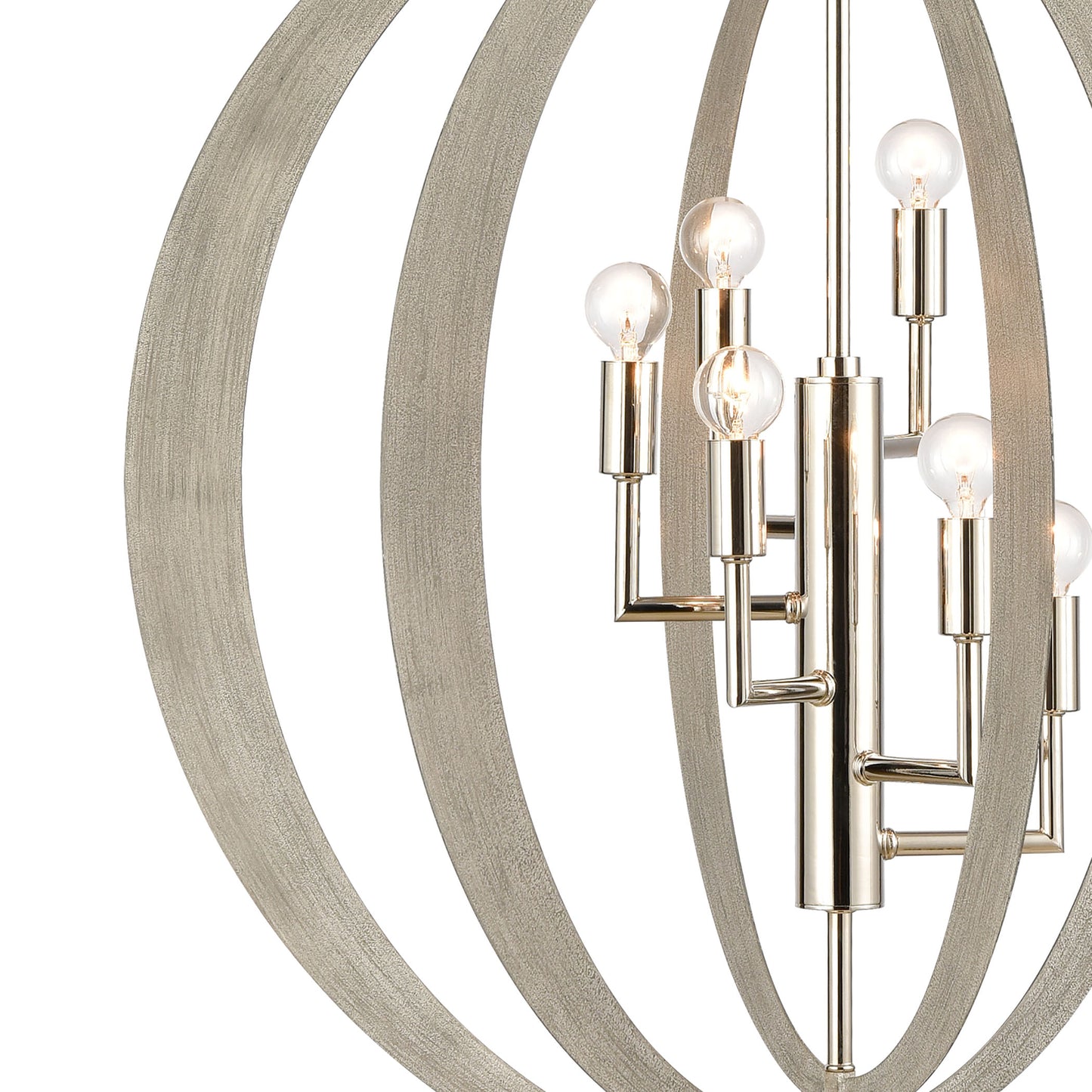 ELK SHOWROOM 82067/6 Retro Rings 26'' Wide 6-Light Chandelier - Sandy Beechwood