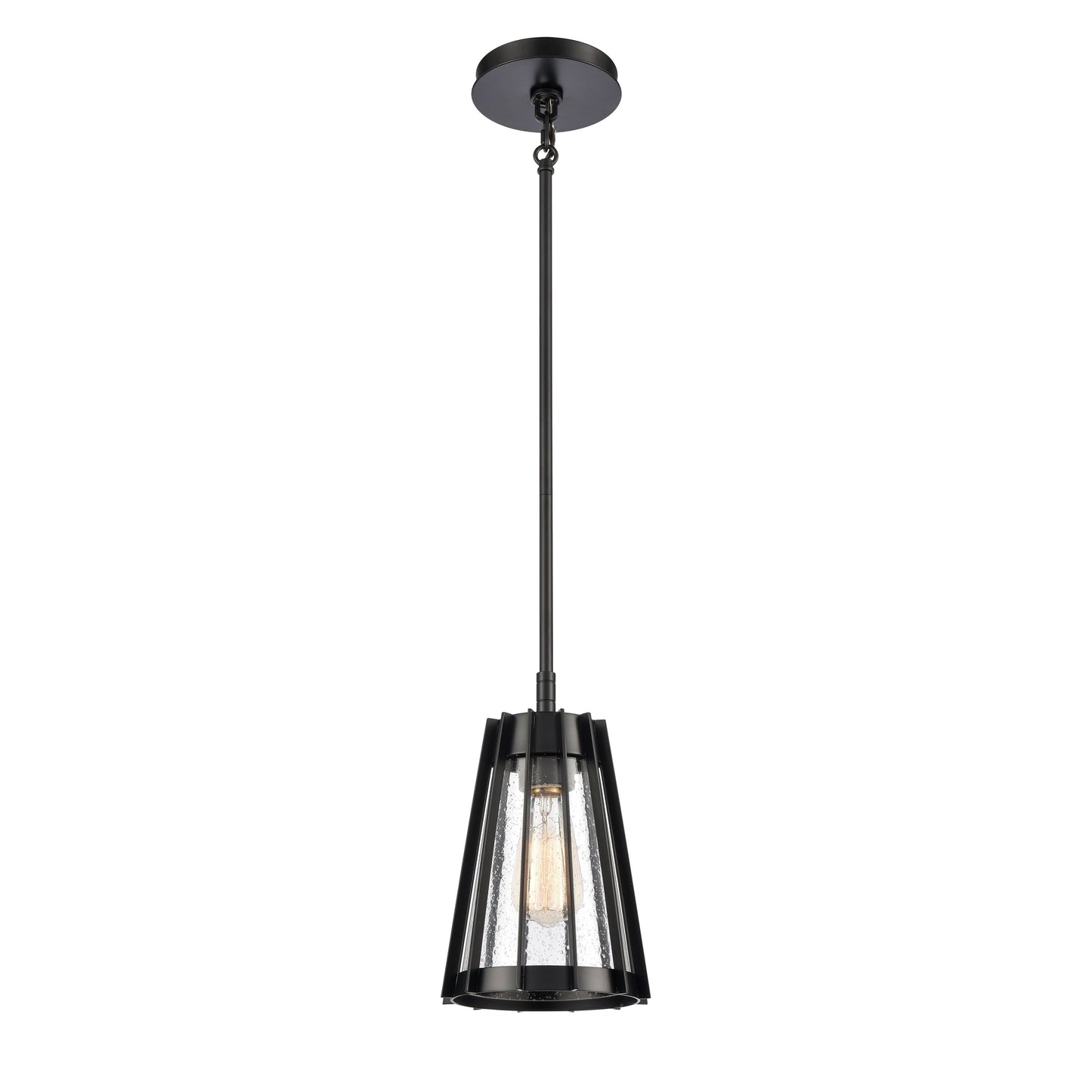 ELK SHOWROOM 82114/1 Open Louvers 6.75'' Wide 1-Light Mini Pendant - Matte Black