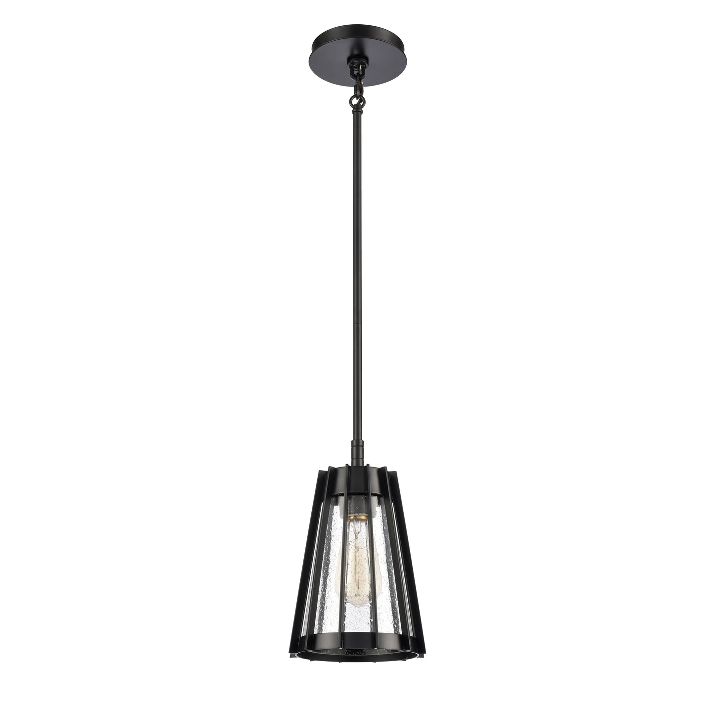 ELK SHOWROOM 82114/1 Open Louvers 6.75'' Wide 1-Light Mini Pendant - Matte Black