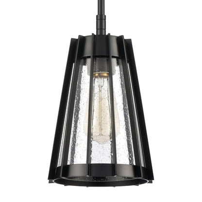 ELK SHOWROOM 82114/1 Open Louvers 6.75'' Wide 1-Light Mini Pendant - Matte Black