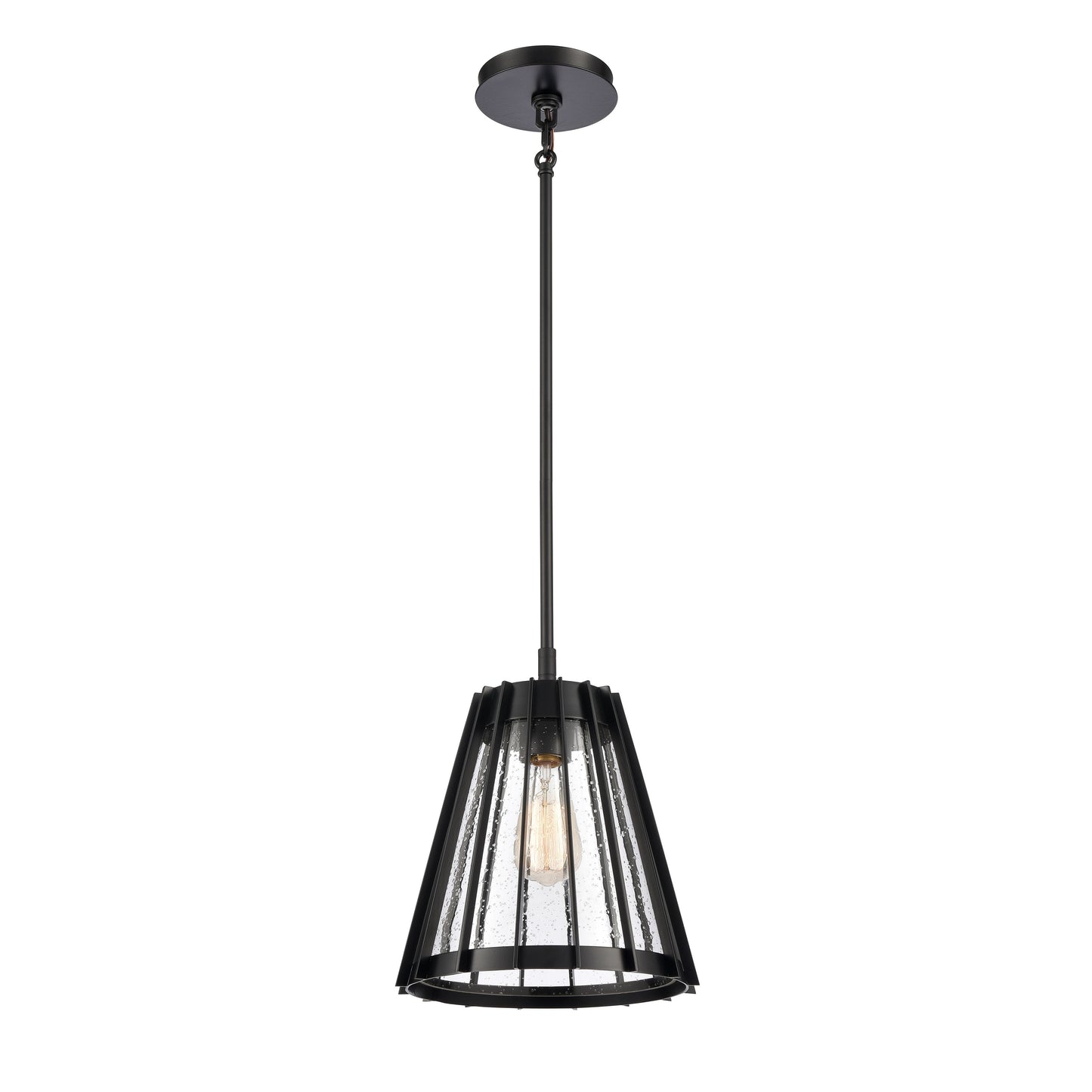 ELK SHOWROOM 82115/1 Open Louvers 10'' Wide 1-Light Pendant - Matte Black