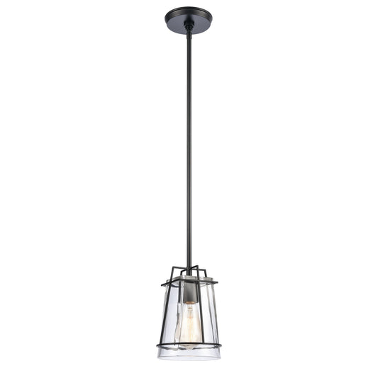 ELK SHOWROOM 82135/1 Square To Round 6'' Wide 1-Light Mini Pendant - Matte Black