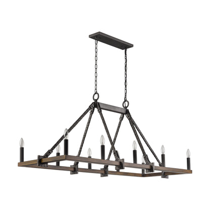 ELK SHOWROOM 82289/10 Harwell 56'' Wide 10-Light Linear Chandelier - Antique Millwood