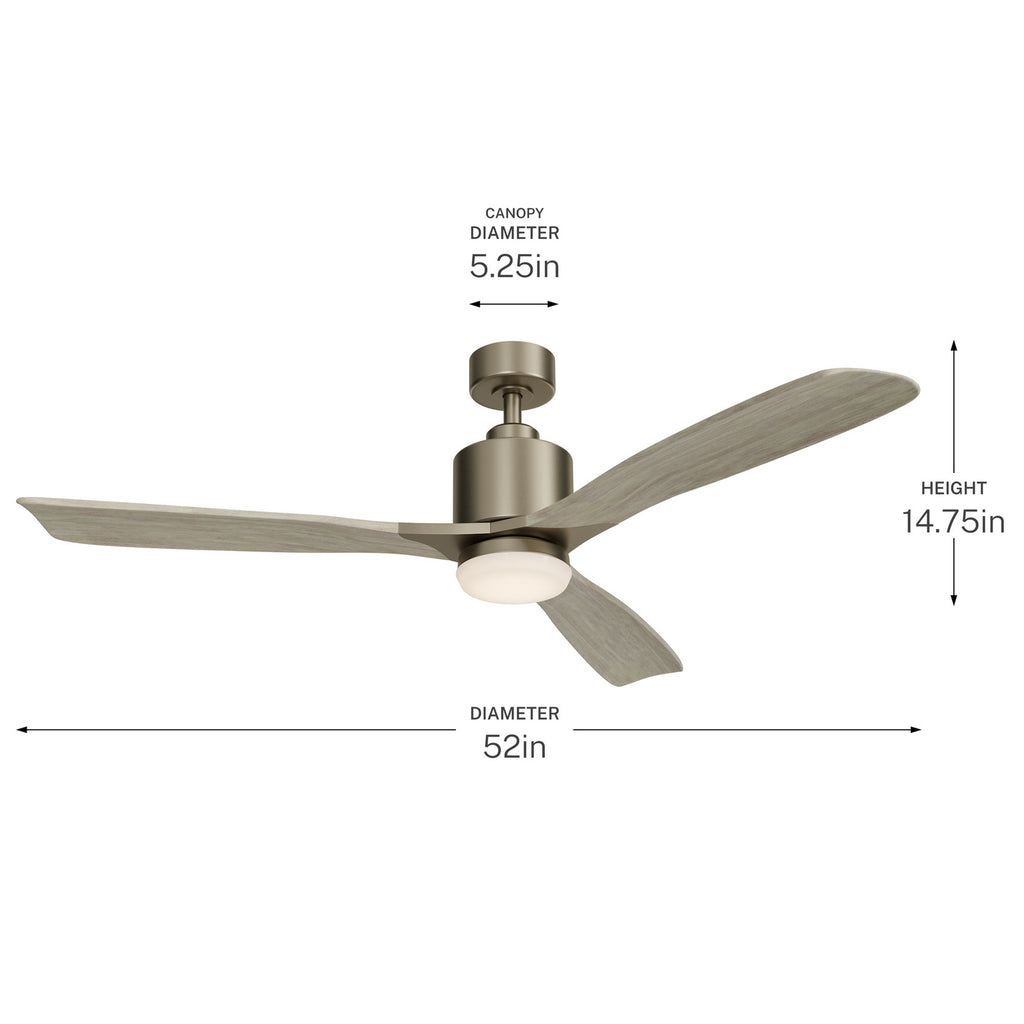 KICHLER 300027AP Ridley Ii Led 52" Fan Antique Pewter