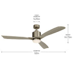 KICHLER 300027AP Ridley Ii Led 52" Fan Antique Pewter