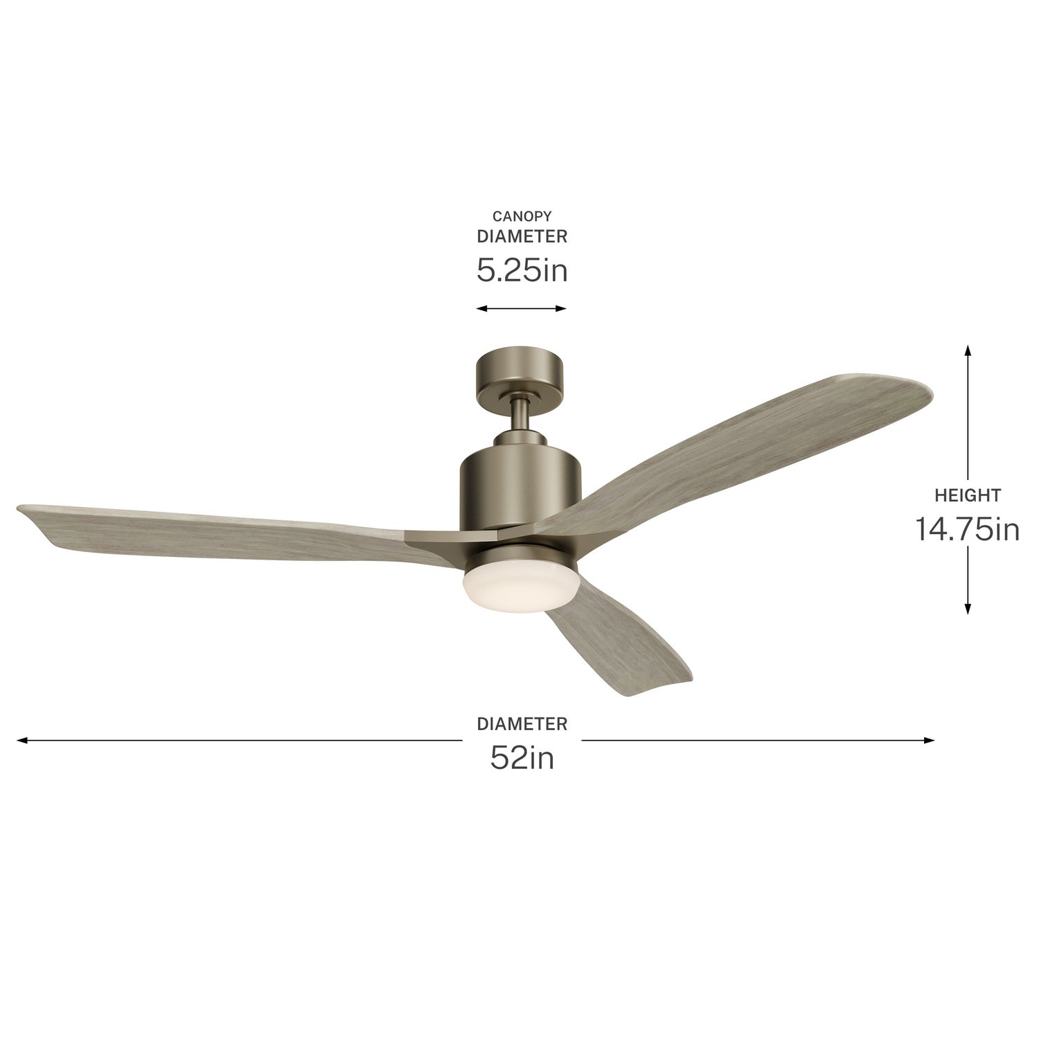 KICHLER 300027AP Ridley Ii Led 52" Fan Antique Pewter