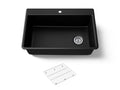 KOHLER K-8437-1-CM1 Kennon 33" Top-/Undermount Single-Bowl Kitchen Sink - Matte Black