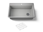 KOHLER K-8437-1-CM4 Kennon 33" Top-/Undermount Single-Bowl Kitchen Sink - Matte Grey