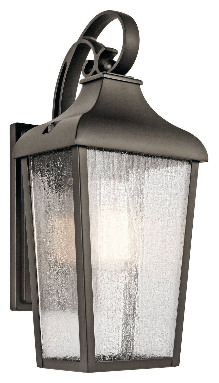 KICHLER 49735OZ Forestdale 14.75" 1 Light Outdoor Wall Light With Clear Seeded Glass In Olde Bronze
