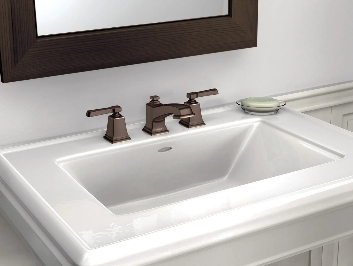 MOEN TV6220BRB Boardwalk Two-Handle Widespread Bathroom Sink Faucet - Mediterranean Bronze