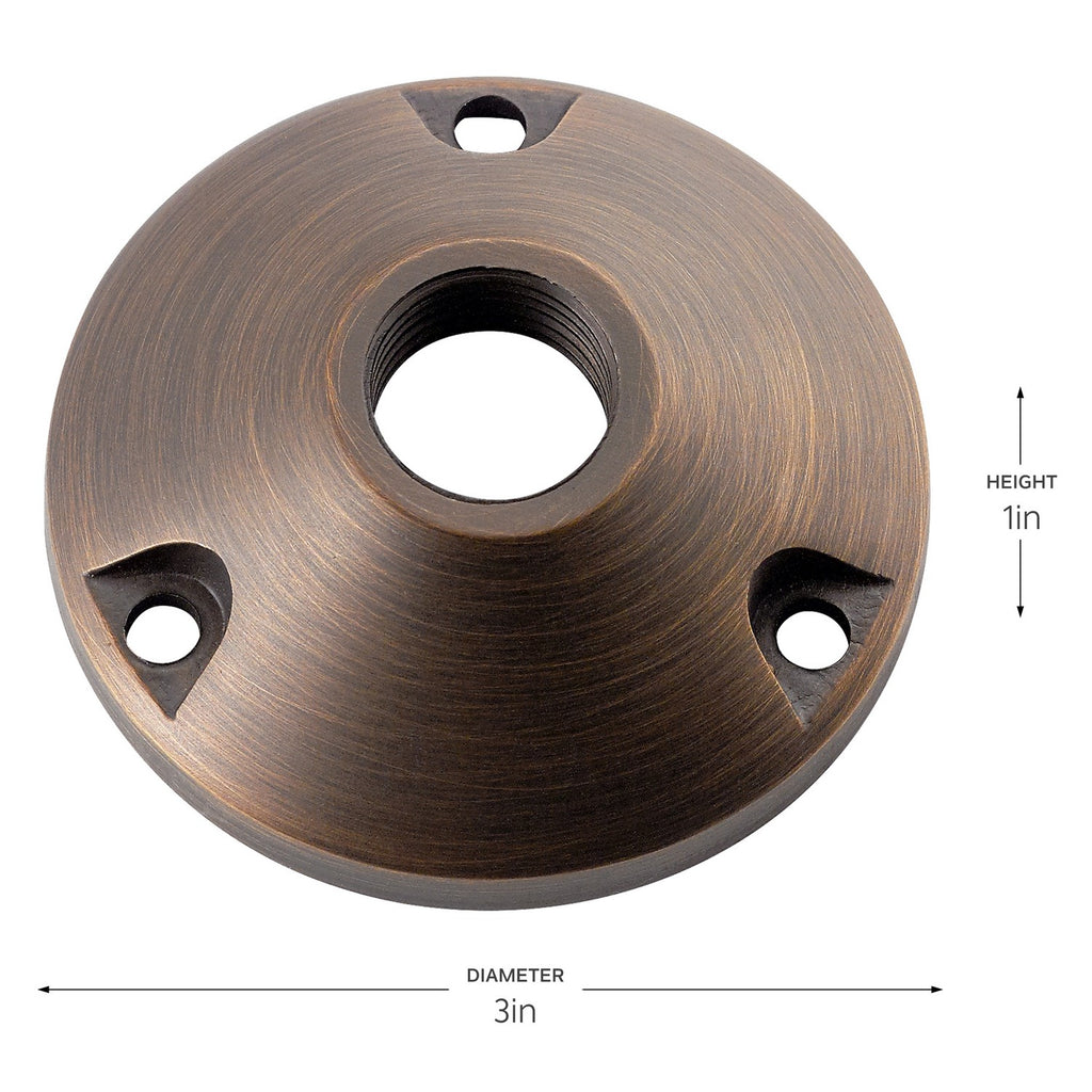 KICHLER 15493CBR 12V 3" Round Mounting Base Centennial Brass