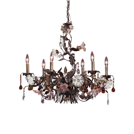 ELK SHOWROOM 85002 Cristallo Fiore 29'' Wide 6-Light Chandelier - Deep Rust