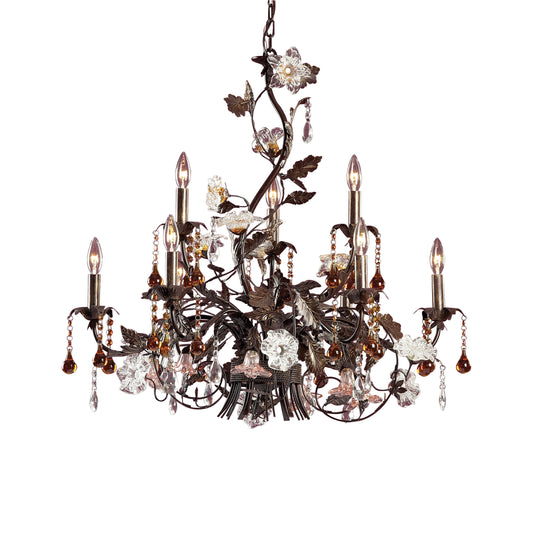 ELK SHOWROOM 85003 Cristallo Fiore 33'' Wide 9-Light Chandelier - Deep Rust