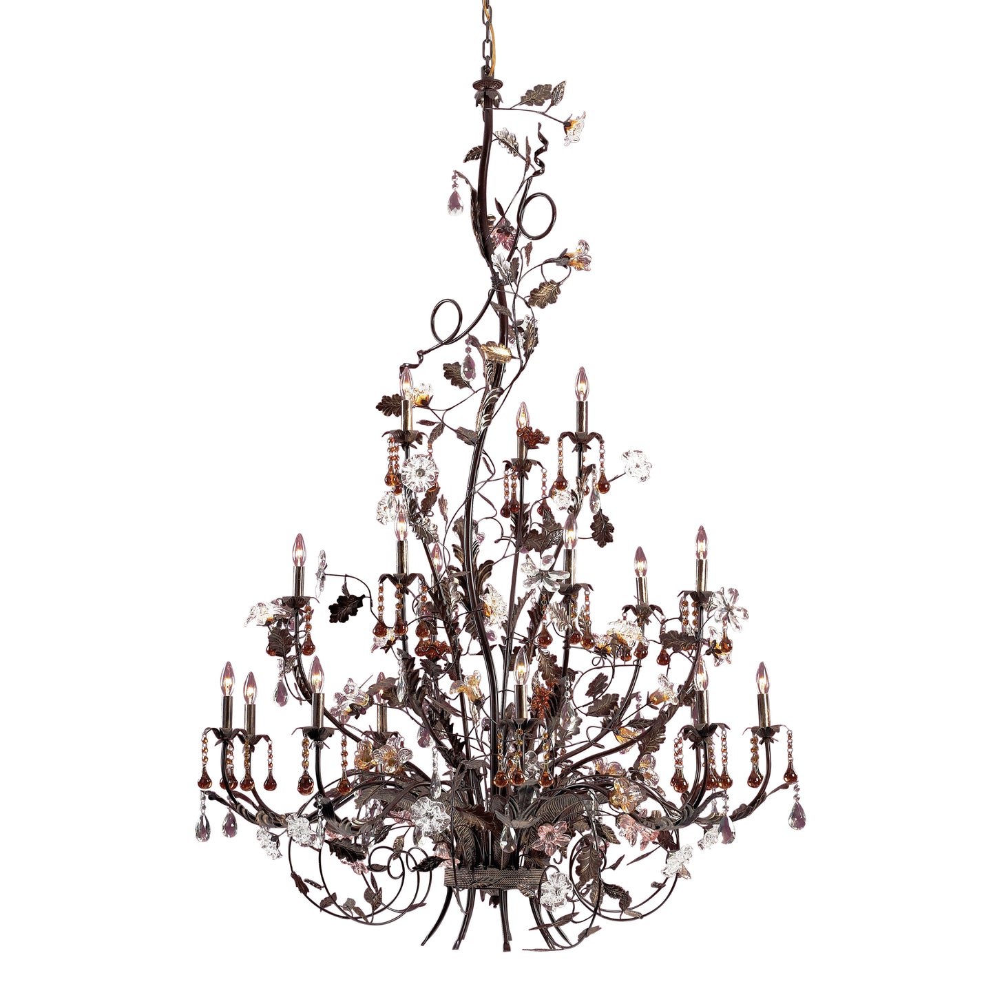 ELK SHOWROOM 85004 Cristallo Fiore 56'' Wide 18-Light Chandelier - Deep Rust