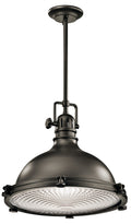 KICHLER 2691OZ Hatteras Bay 19.5" 1 Light Pendant With Clear Fresnel Lens Olde Bronze