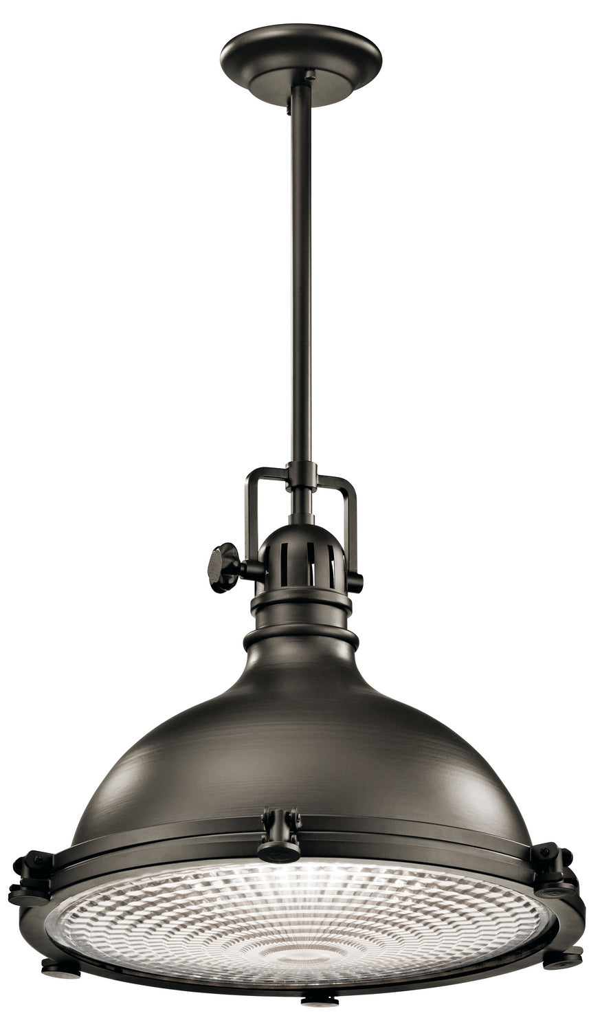 KICHLER 2691OZ Hatteras Bay 19.5" 1 Light Pendant With Clear Fresnel Lens Olde Bronze