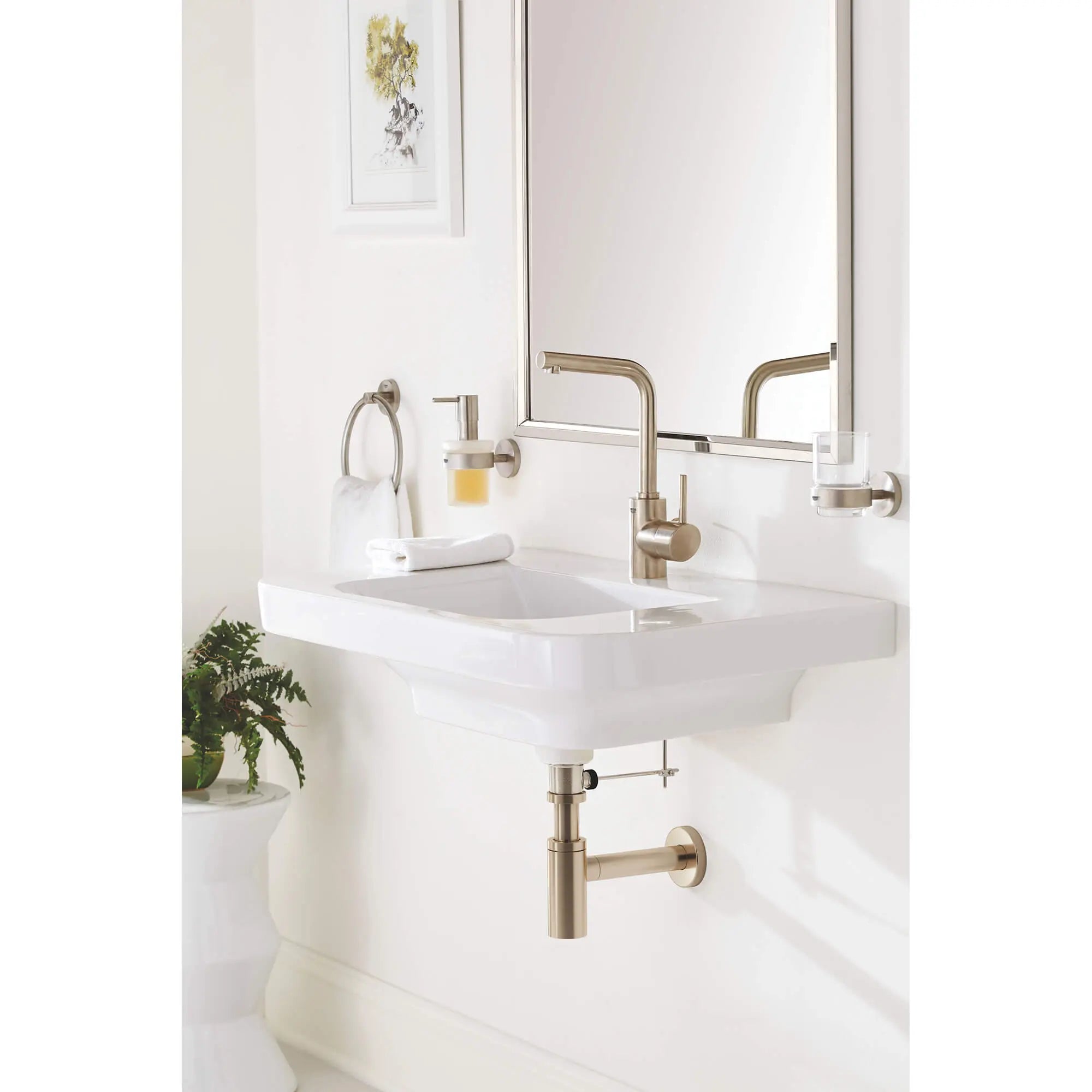 GROHE 23737EN2 Concetto Single Hole Single-Handle L-Size Bathroom Faucet, 1.2 GPM - Brushed Nickel