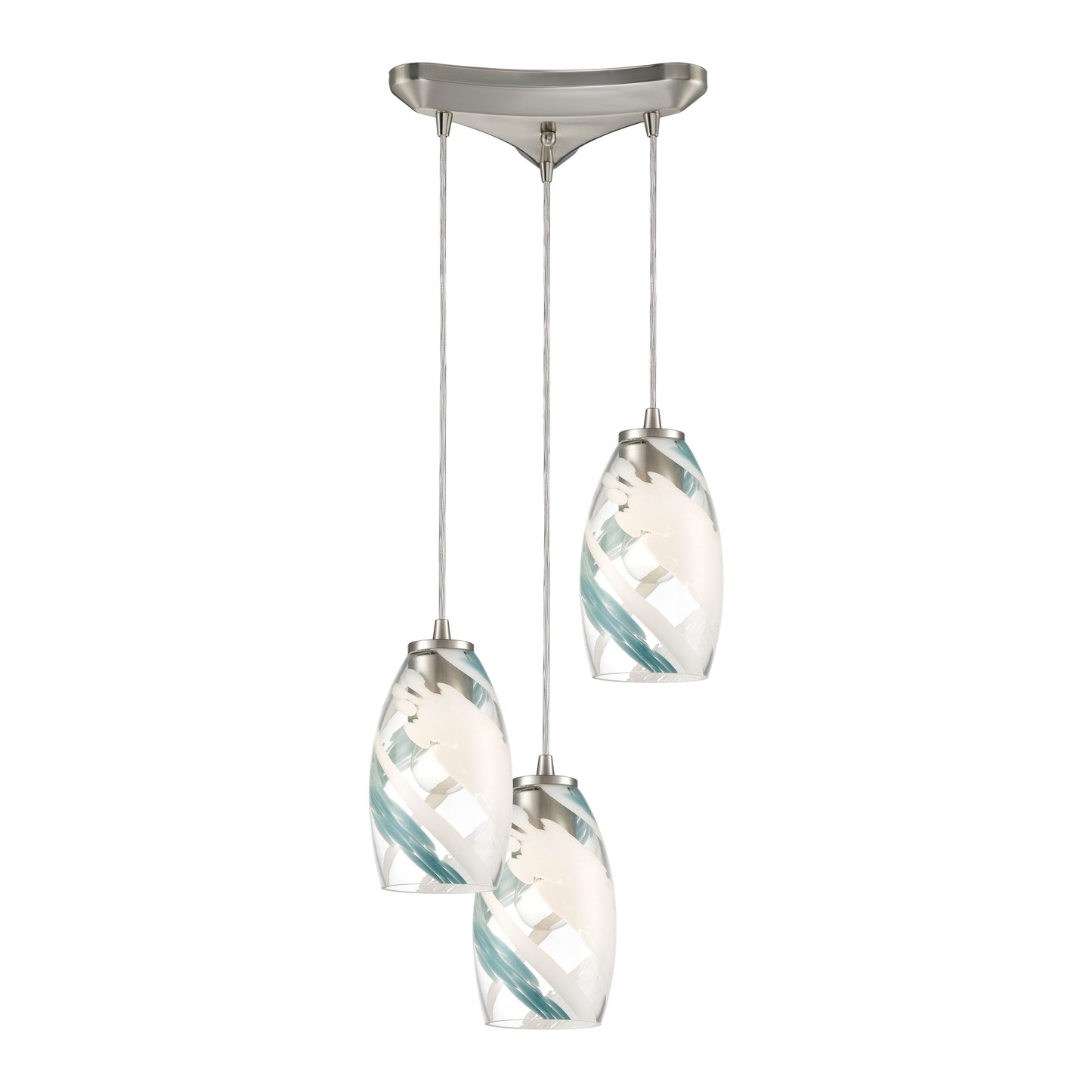 ELK SHOWROOM 85211/3 Turbulence 12'' Wide 3-Light Pendant - Satin Nickel