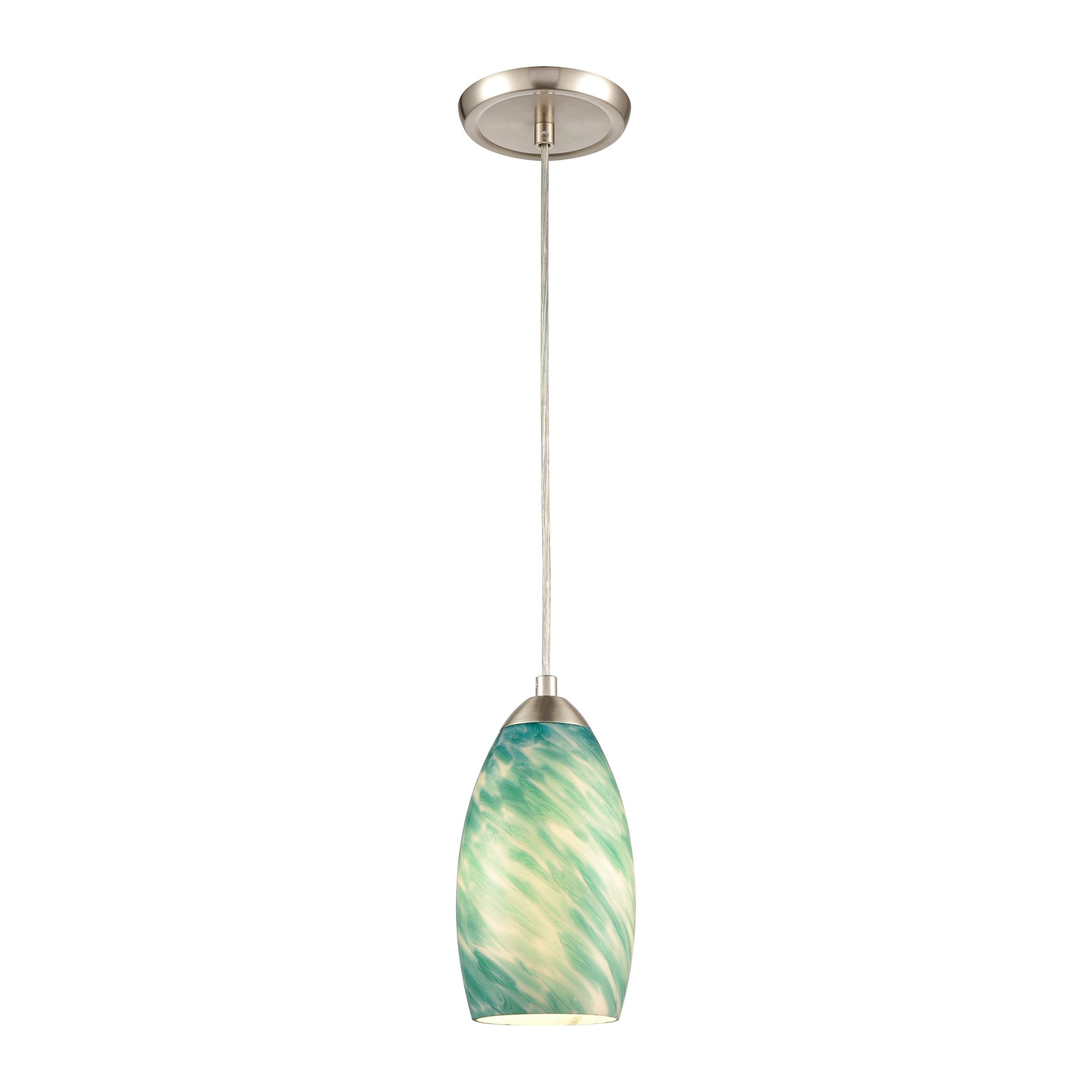 ELK SHOWROOM 85281/1 Evening Sky 5'' Wide 1-Light Mini Pendant - Satin Nickel with Blue Cloud Glass