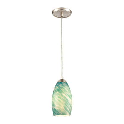 ELK SHOWROOM 85281/1 Evening Sky 5'' Wide 1-Light Mini Pendant - Satin Nickel with Blue Cloud Glass