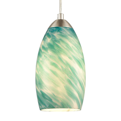 ELK SHOWROOM 85281/1 Evening Sky 5'' Wide 1-Light Mini Pendant - Satin Nickel with Blue Cloud Glass