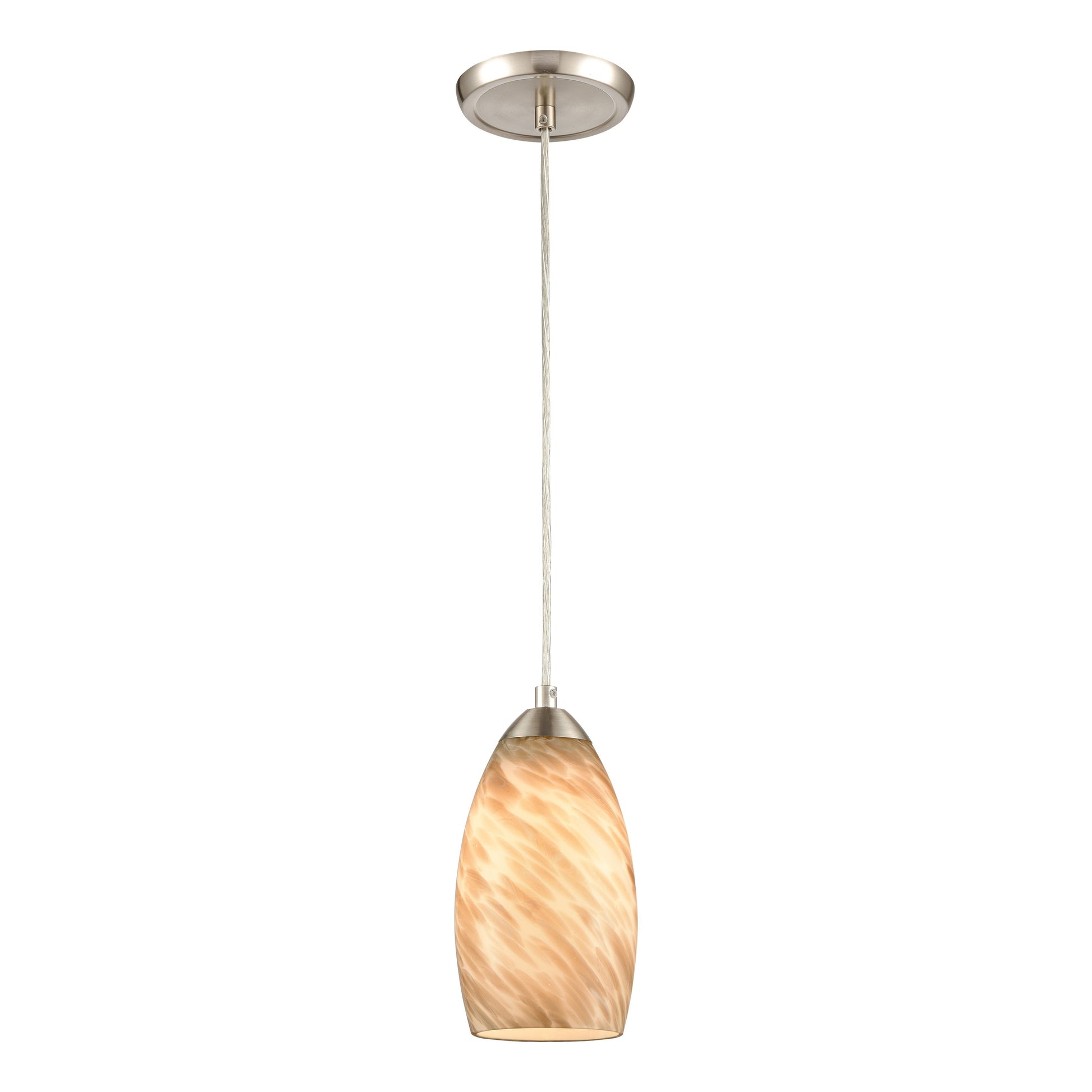 ELK SHOWROOM 85291/1 Evening Sky 5'' Wide 1-Light Mini Pendant - Satin Nickel With Tan Cloud Glass