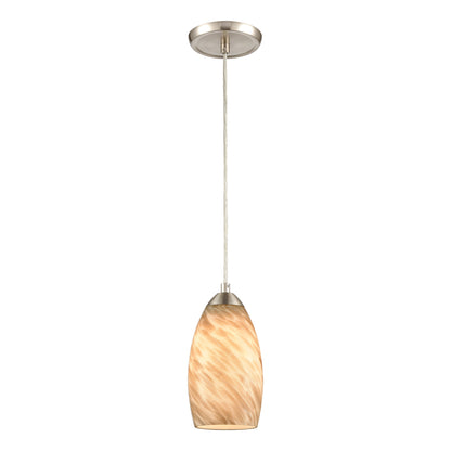 ELK SHOWROOM 85291/1 Evening Sky 5'' Wide 1-Light Mini Pendant - Satin Nickel With Tan Cloud Glass