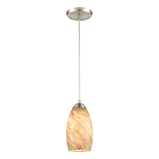 ELK SHOWROOM 85291/1 Evening Sky 5'' Wide 1-Light Mini Pendant - Satin Nickel With Tan Cloud Glass