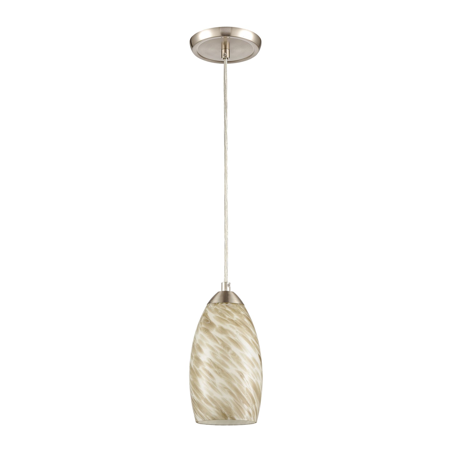 ELK SHOWROOM 85291/1 Evening Sky 5'' Wide 1-Light Mini Pendant - Satin Nickel With Tan Cloud Glass