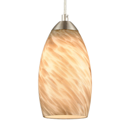 ELK SHOWROOM 85291/1 Evening Sky 5'' Wide 1-Light Mini Pendant - Satin Nickel With Tan Cloud Glass