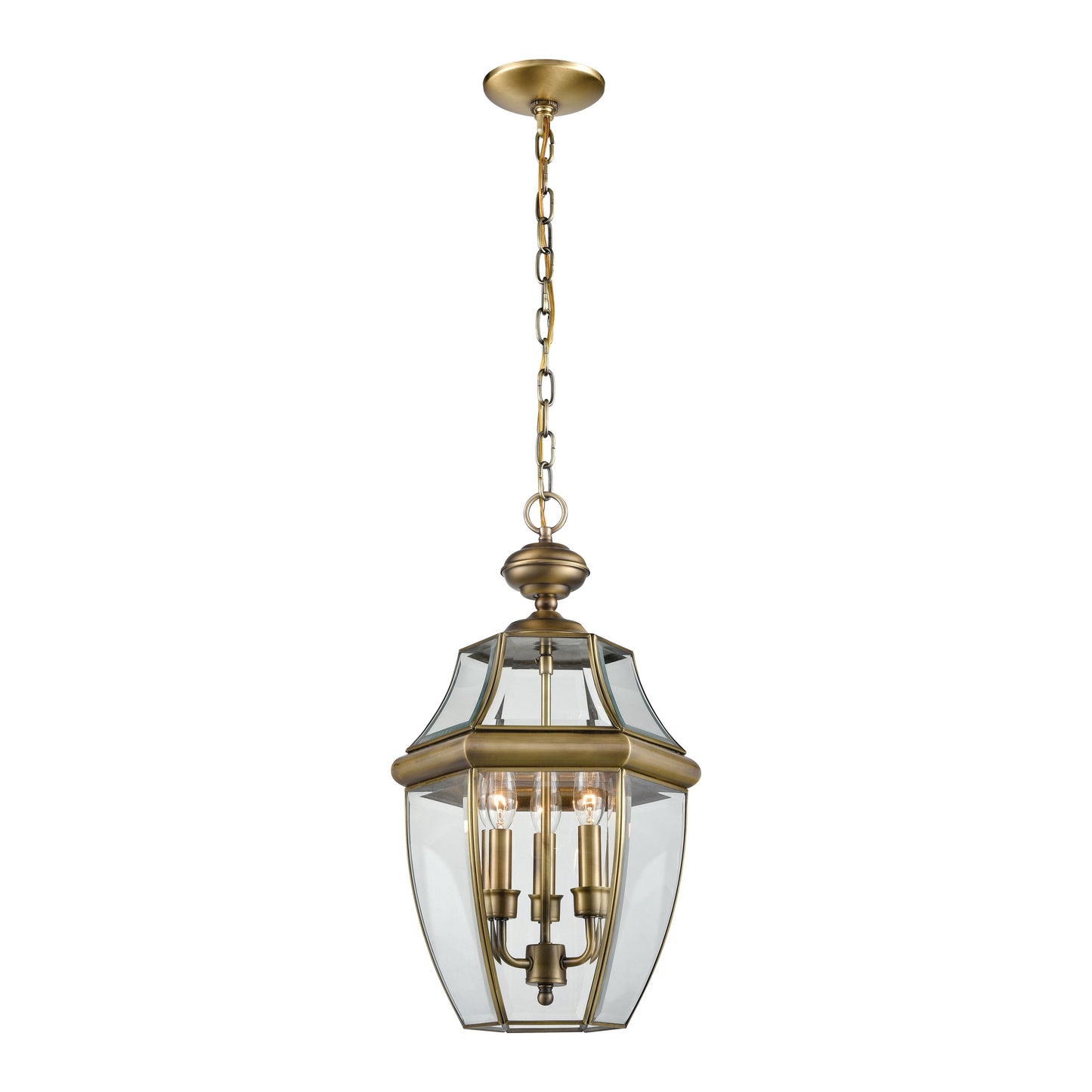 THOMAS 8603EH/89 Ashford 12'' Wide 3-Light Outdoor Pendant - Antique Brass