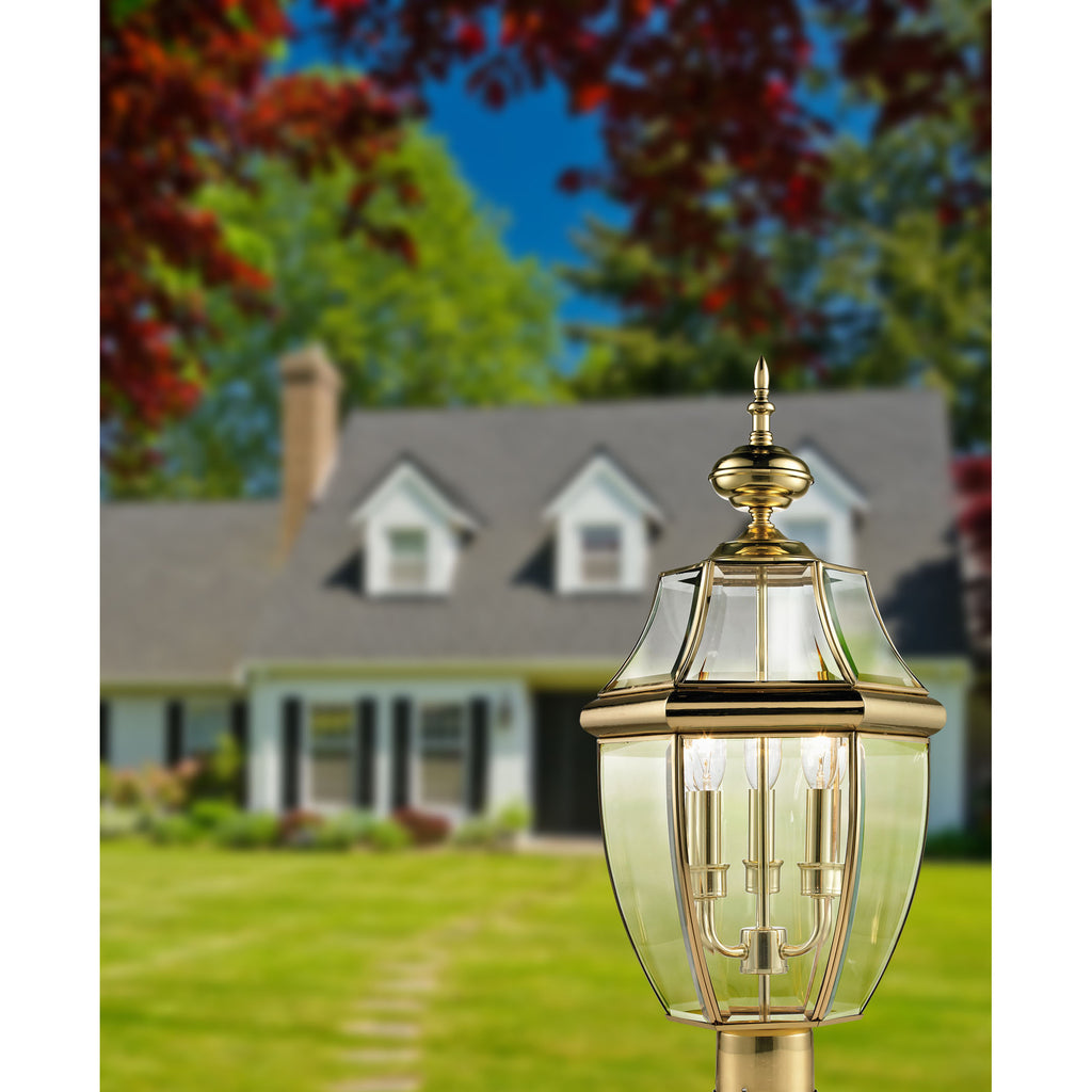 THOMAS 8603EP/85 Ashford 3-Light Post Mount Lantern in Antique Brass - Large