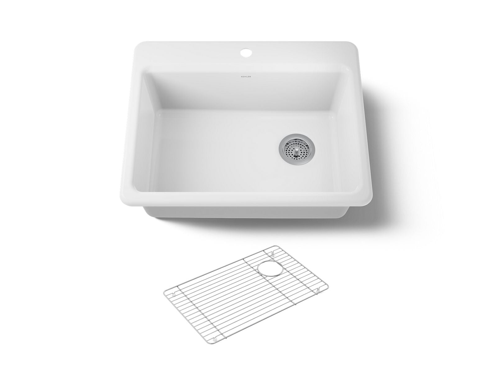 KOHLER K-8668-1A1-0 Riverby 27" Top-Mount Single-Bowl Kitchen Sink - White