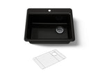 KOHLER K-8668-1A1-7 Riverby 27" Top-Mount Single-Bowl Kitchen Sink - Black Black