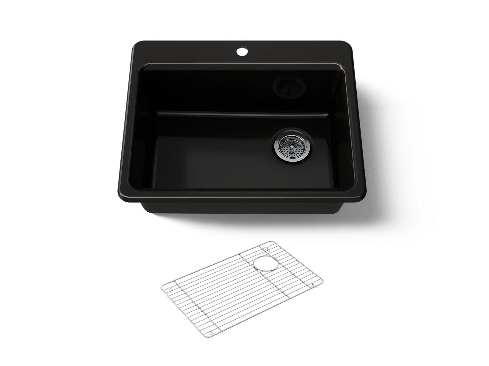 KOHLER K-8668-1A1-7 Riverby 27" Top-Mount Single-Bowl Kitchen Sink - Black Black