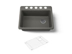 KOHLER K-8668-5UA1-58 Riverby 27" Undermount Single-Bowl Kitchen Sink - Thunder Grey