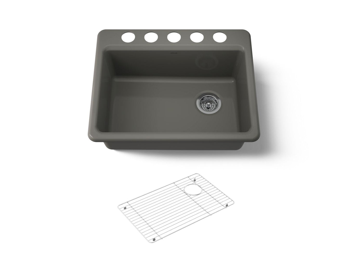 KOHLER K-8668-5UA1-58 Riverby 27" undermount single-bowl kitchen sink - Thunder Grey