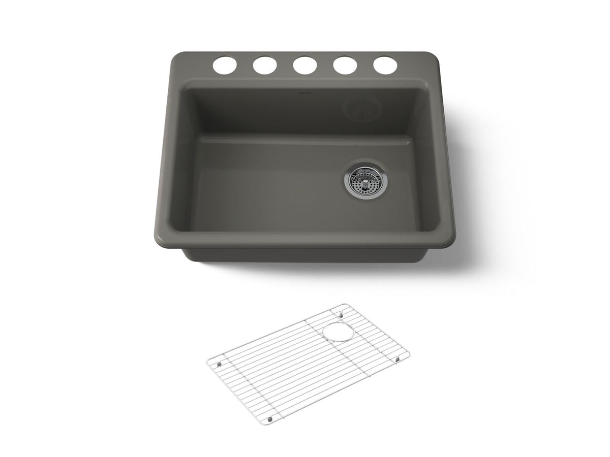 KOHLER K-8668-5UA1-58 Riverby 27" Undermount Single-Bowl Kitchen Sink - Thunder Grey