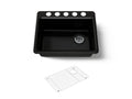 KOHLER K-8668-5UA1-7 Riverby 27" Undermount Single-Bowl Kitchen Sink - Black Black