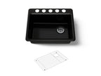 KOHLER K-8668-5UA1-7 Riverby 27" Undermount Single-Bowl Kitchen Sink - Black Black